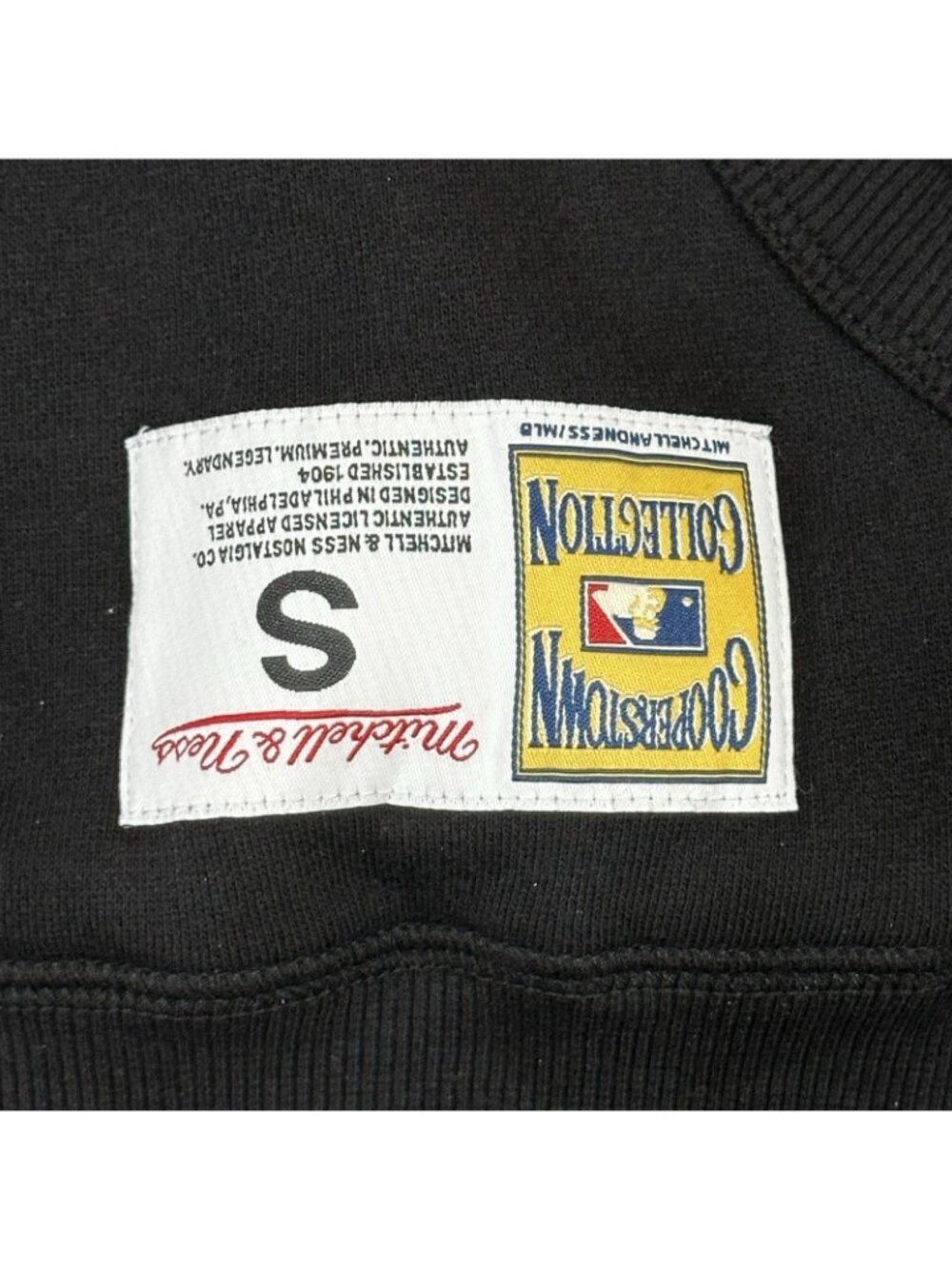 Texas Rangers Hoodie Mens SM Black Mitchell Ness Cooperstown Defect Rare Patch - Picture 5 of 9